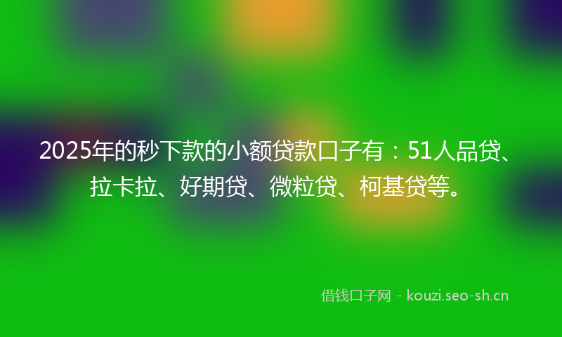 2025年的秒下款的小额贷款口子有：51人品贷、拉卡拉、好期贷、微粒贷、柯基贷等。
