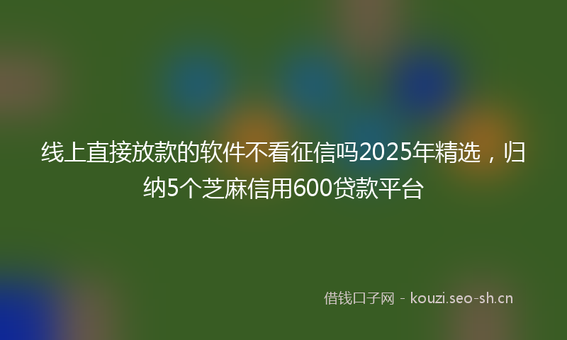线上直接放款的软件不看征信吗2025年精选，归纳5个芝麻信用600贷款平台