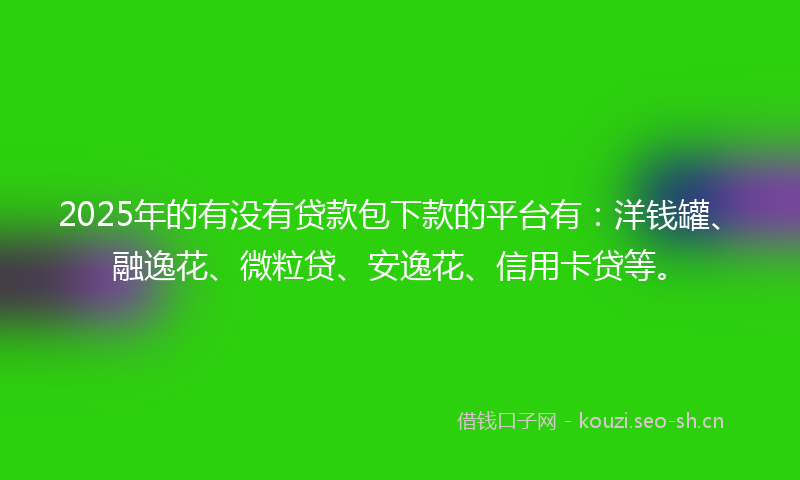 2025年的有没有贷款包下款的平台有：洋钱罐、融逸花、微粒贷、安逸花、信用卡贷等。