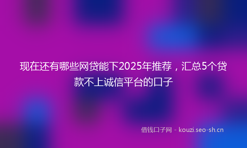 现在还有哪些网贷能下2025年推荐，汇总5个贷款不上诚信平台的口子
