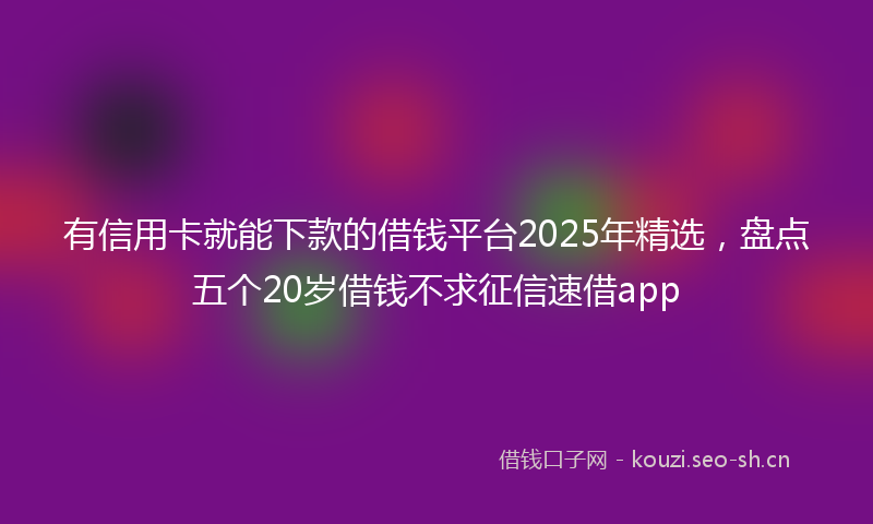 有信用卡就能下款的借钱平台2025年精选，盘点五个20岁借钱不求征信速借app