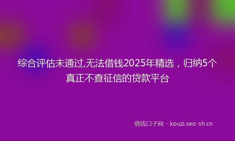 综合评估未通过,无法借钱2025年精选，归纳5个真正不查征信的贷款平台