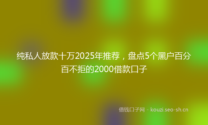 纯私人放款十万2025年推荐，盘点5个黑户百分百不拒的2000借款口子