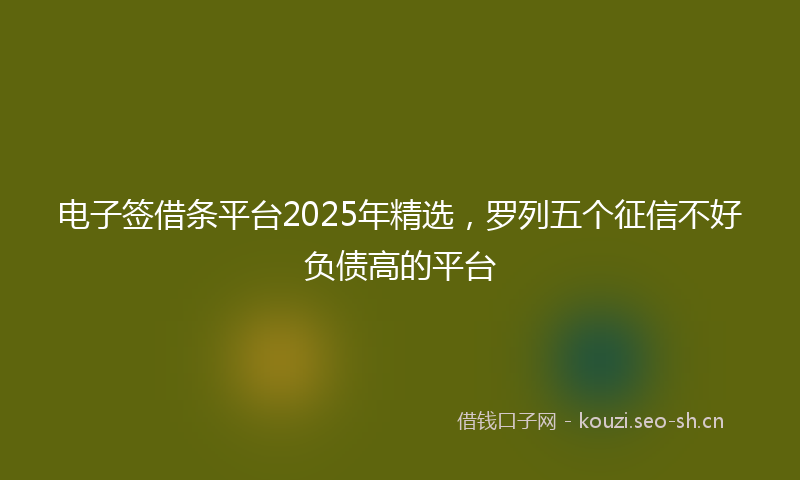电子签借条平台2025年精选，罗列五个征信不好负债高的平台