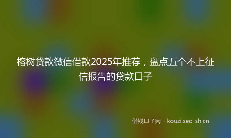 榕树贷款微信借款2025年推荐，盘点五个不上征信报告的贷款口子