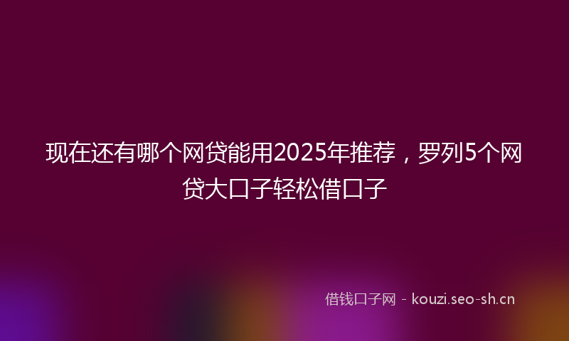 现在还有哪个网贷能用2025年推荐，罗列5个网贷大口子轻松借口子