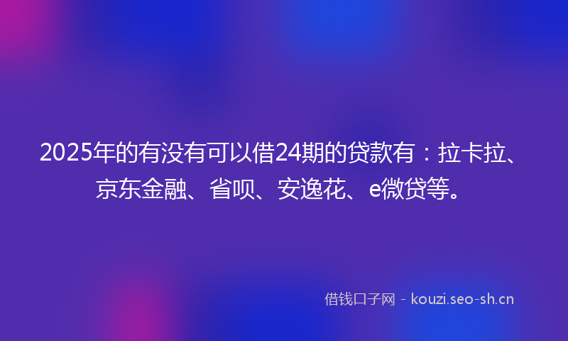 2025年的有没有可以借24期的贷款有：拉卡拉、京东金融、省呗、安逸花、e微贷等。