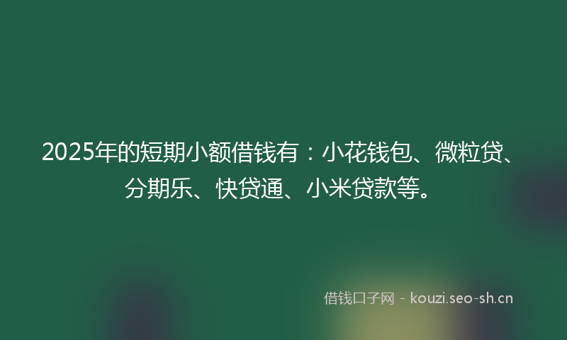 2025年的短期小额借钱有：小花钱包、微粒贷、分期乐、快贷通、小米贷款等。