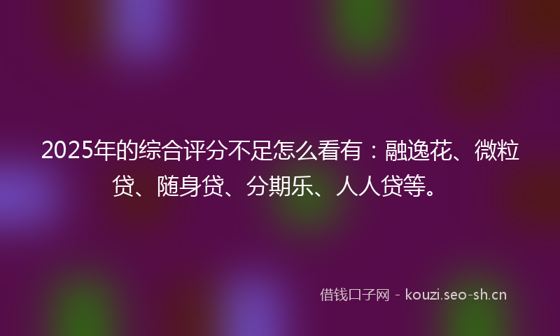 2025年的综合评分不足怎么看有：融逸花、微粒贷、随身贷、分期乐、人人贷等。