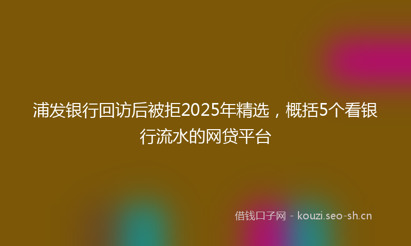 浦发银行回访后被拒2025年精选，概括5个看银行流水的网贷平台