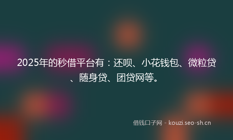 2025年的秒借平台有：还呗、小花钱包、微粒贷、随身贷、团贷网等。