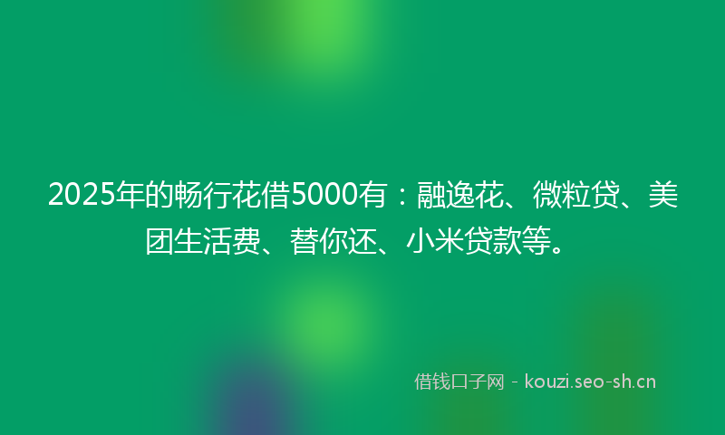 2025年的畅行花借5000有：融逸花、微粒贷、美团生活费、替你还、小米贷款等。