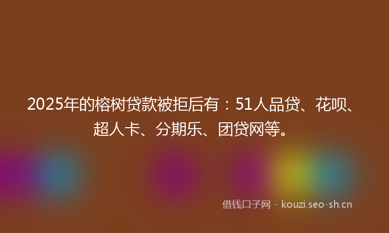 2025年的榕树贷款被拒后有：51人品贷、花呗、超人卡、分期乐、团贷网等。