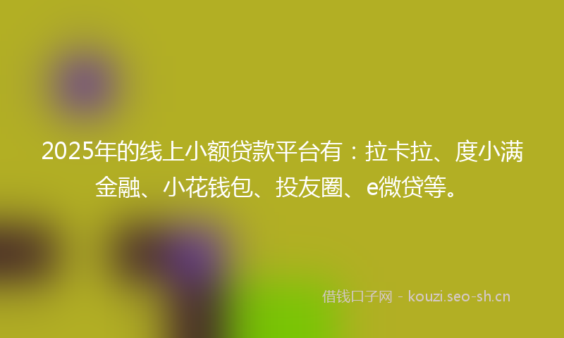 2025年的线上小额贷款平台有：拉卡拉、度小满金融、小花钱包、投友圈、e微贷等。