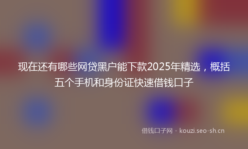 现在还有哪些网贷黑户能下款2025年精选，概括五个手机和身份证快速借钱口子