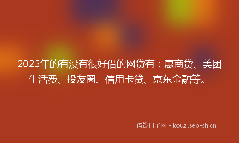 2025年的有没有很好借的网贷有：惠商贷、美团生活费、投友圈、信用卡贷、京东金融等。