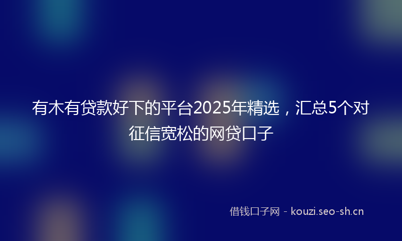 有木有贷款好下的平台2025年精选，汇总5个对征信宽松的网贷口子