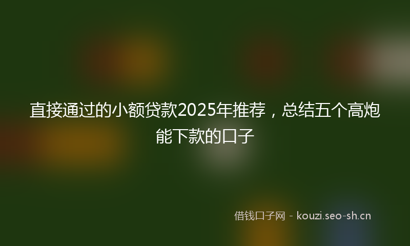 直接通过的小额贷款2025年推荐，总结五个高炮能下款的口子
