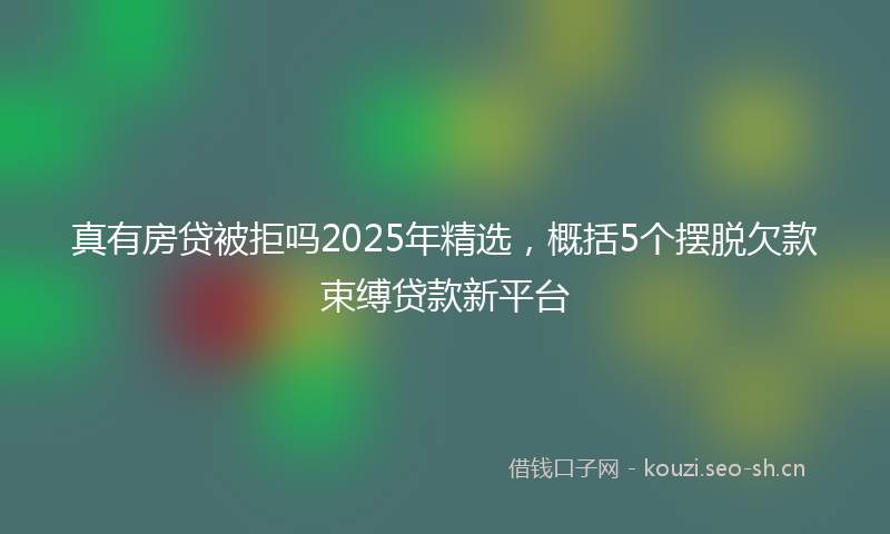 真有房贷被拒吗2025年精选，概括5个摆脱欠款束缚贷款新平台
