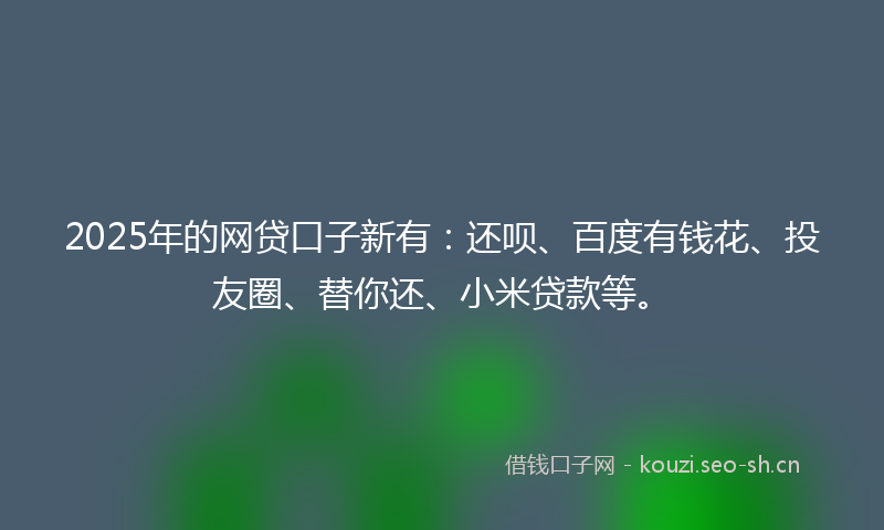 2025年的网贷口子新有：还呗、百度有钱花、投友圈、替你还、小米贷款等。