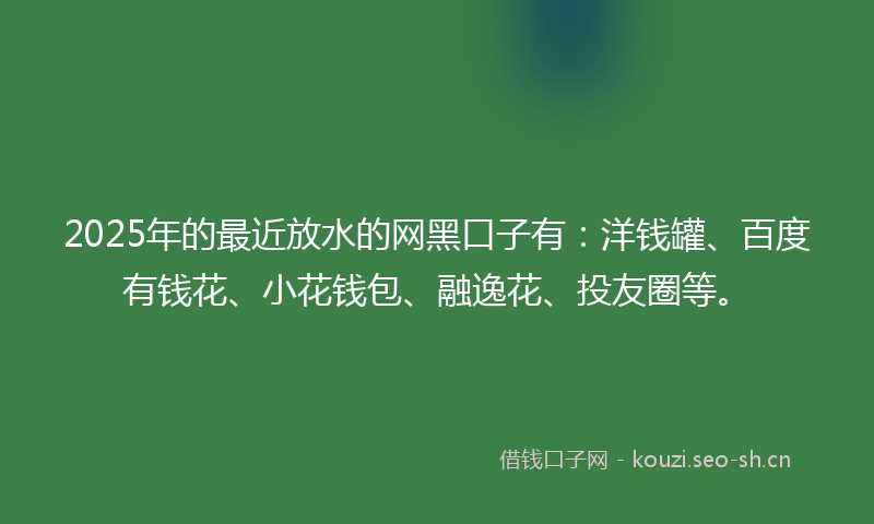 2025年的最近放水的网黑口子有：洋钱罐、百度有钱花、小花钱包、融逸花、投友圈等。