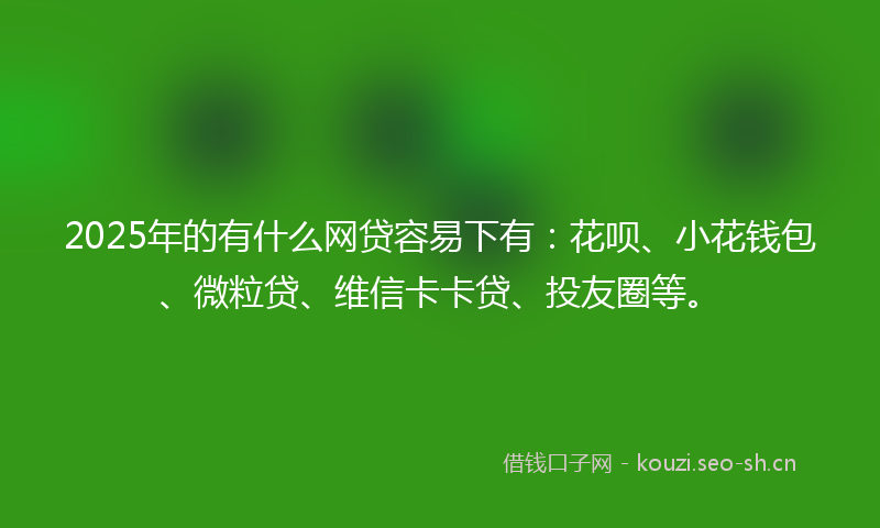 2025年的有什么网贷容易下有：花呗、小花钱包、微粒贷、维信卡卡贷、投友圈等。