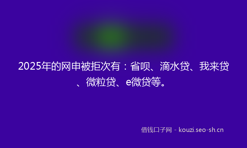 2025年的网申被拒次有：省呗、滴水贷、我来贷、微粒贷、e微贷等。
