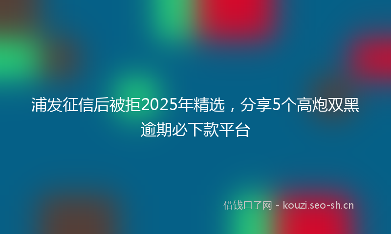 浦发征信后被拒2025年精选，分享5个高炮双黑逾期必下款平台