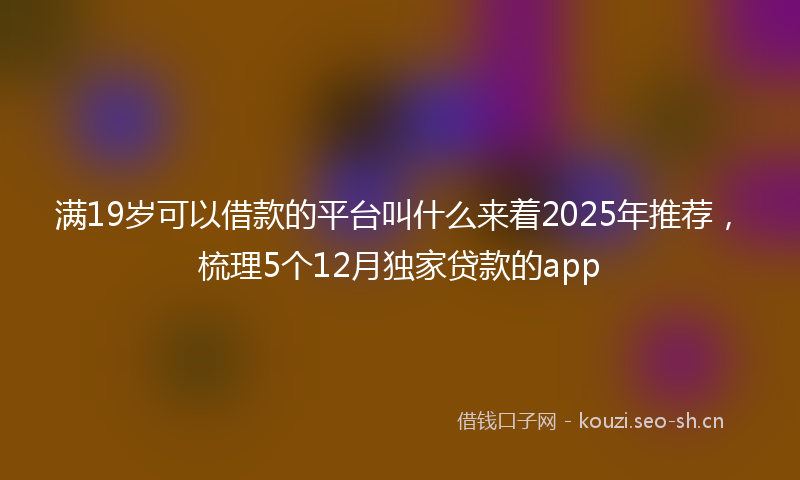 满19岁可以借款的平台叫什么来着2025年推荐，梳理5个12月独家贷款的app