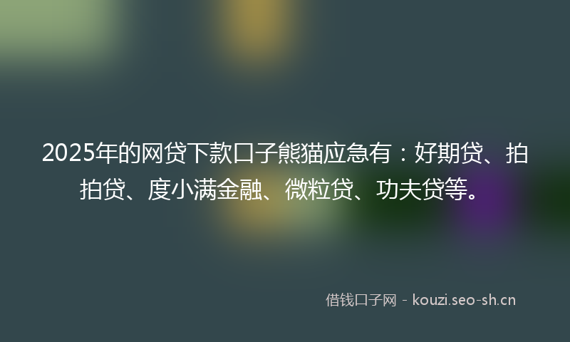 2025年的网贷下款口子熊猫应急有：好期贷、拍拍贷、度小满金融、微粒贷、功夫贷等。