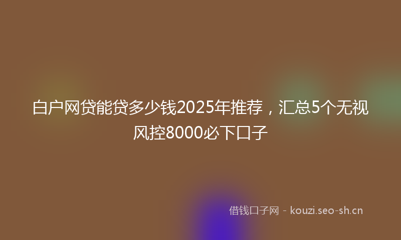 白户网贷能贷多少钱2025年推荐，汇总5个无视风控8000必下口子