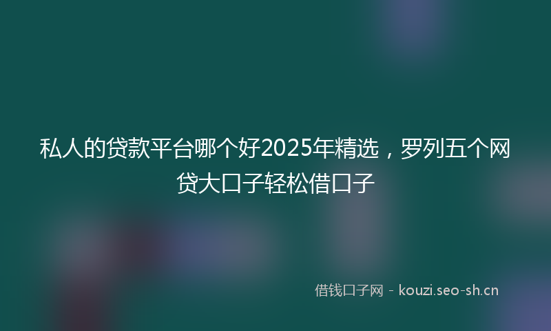 私人的贷款平台哪个好2025年精选，罗列五个网贷大口子轻松借口子