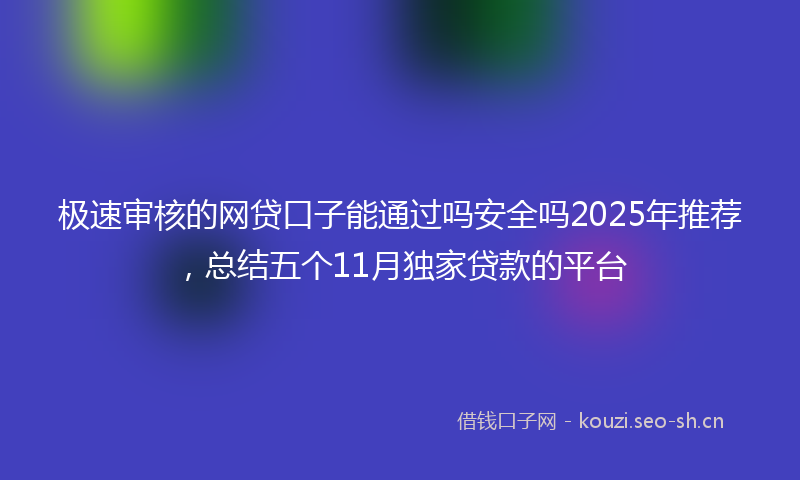 极速审核的网贷口子能通过吗安全吗2025年推荐，总结五个11月独家贷款的平台