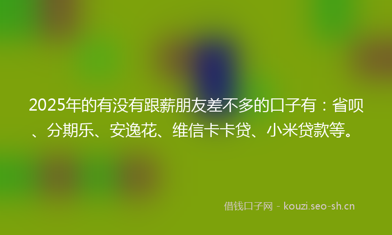2025年的有没有跟薪朋友差不多的口子有：省呗、分期乐、安逸花、维信卡卡贷、小米贷款等。