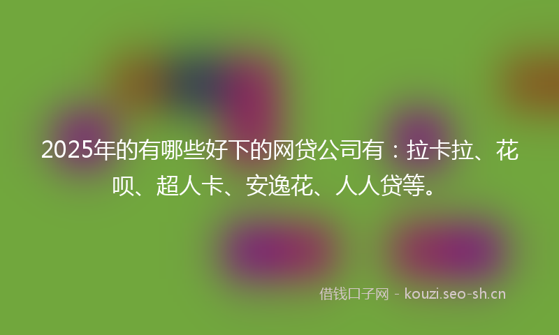 2025年的有哪些好下的网贷公司有：拉卡拉、花呗、超人卡、安逸花、人人贷等。