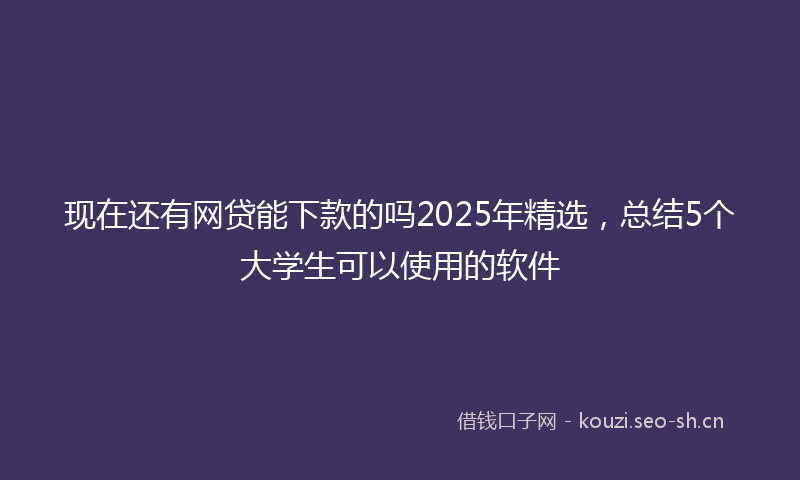 现在还有网贷能下款的吗2025年精选，总结5个大学生可以使用的软件