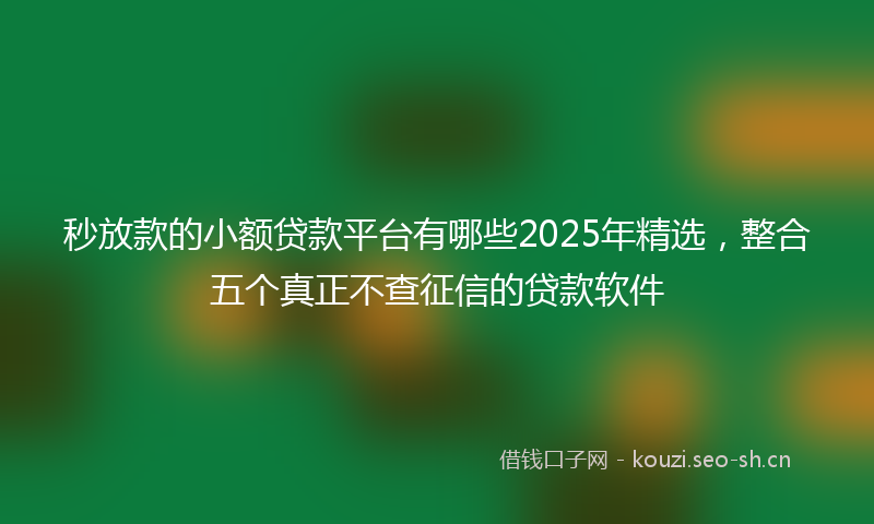 秒放款的小额贷款平台有哪些2025年精选，整合五个真正不查征信的贷款软件