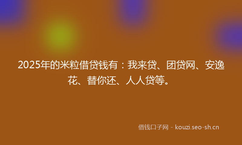 2025年的米粒借贷钱有：我来贷、团贷网、安逸花、替你还、人人贷等。