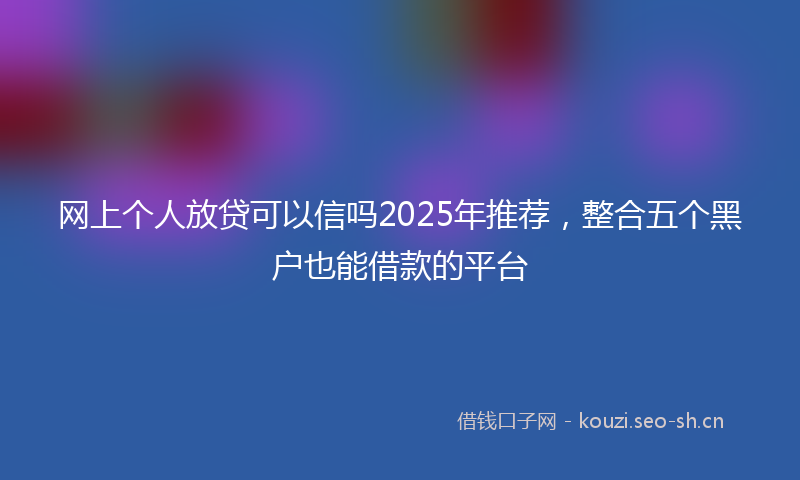网上个人放贷可以信吗2025年推荐，整合五个黑户也能借款的平台
