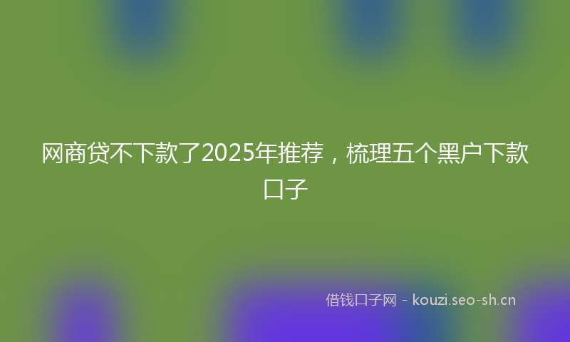 网商贷不下款了2025年推荐，梳理五个黑户下款口子