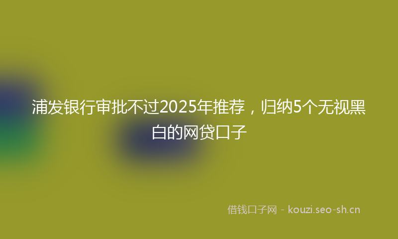 浦发银行审批不过2025年推荐，归纳5个无视黑白的网贷口子