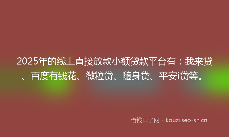 2025年的线上直接放款小额贷款平台有：我来贷、百度有钱花、微粒贷、随身贷、平安i贷等。
