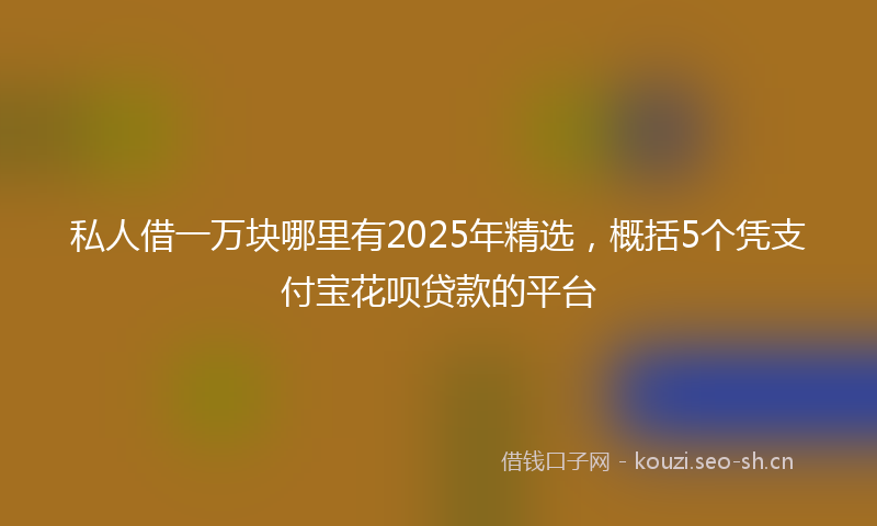 私人借一万块哪里有2025年精选，概括5个凭支付宝花呗贷款的平台