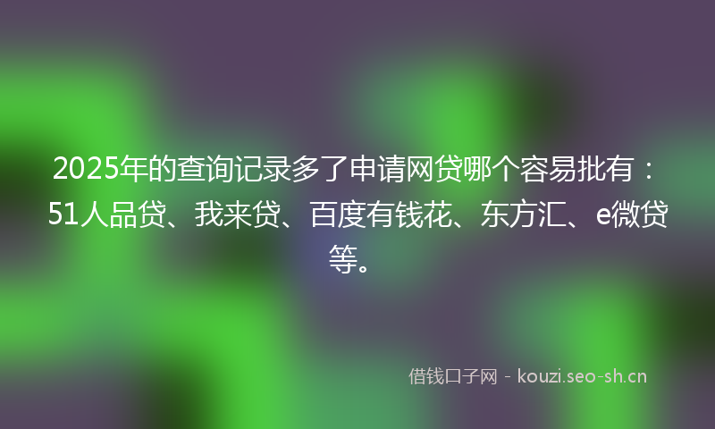 2025年的查询记录多了申请网贷哪个容易批有：51人品贷、我来贷、百度有钱花、东方汇、e微贷等。