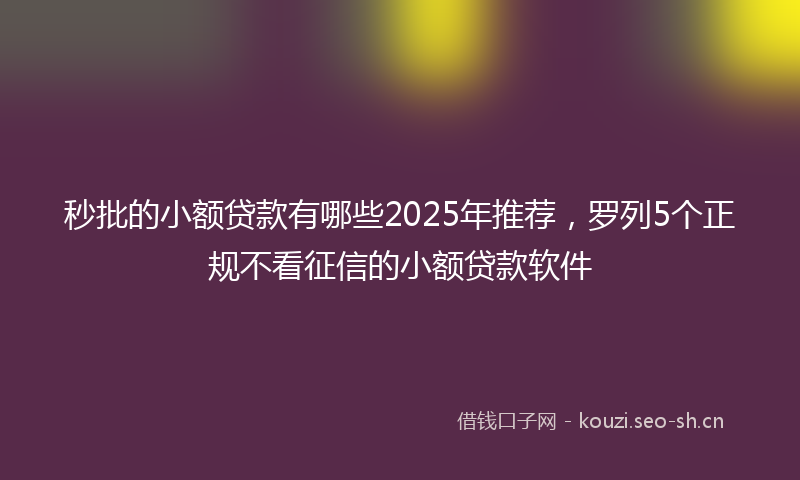 秒批的小额贷款有哪些2025年推荐，罗列5个正规不看征信的小额贷款软件