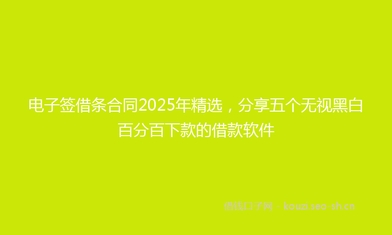 电子签借条合同2025年精选，分享五个无视黑白百分百下款的借款软件