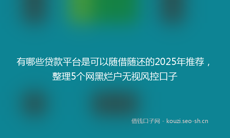 有哪些贷款平台是可以随借随还的2025年推荐，整理5个网黑烂户无视风控口子