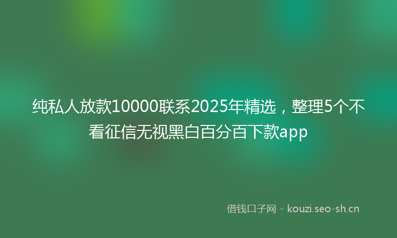 纯私人放款10000联系2025年精选，整理5个不看征信无视黑白百分百下款app