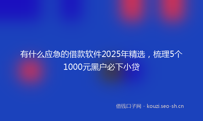 有什么应急的借款软件2025年精选，梳理5个1000元黑户必下小贷