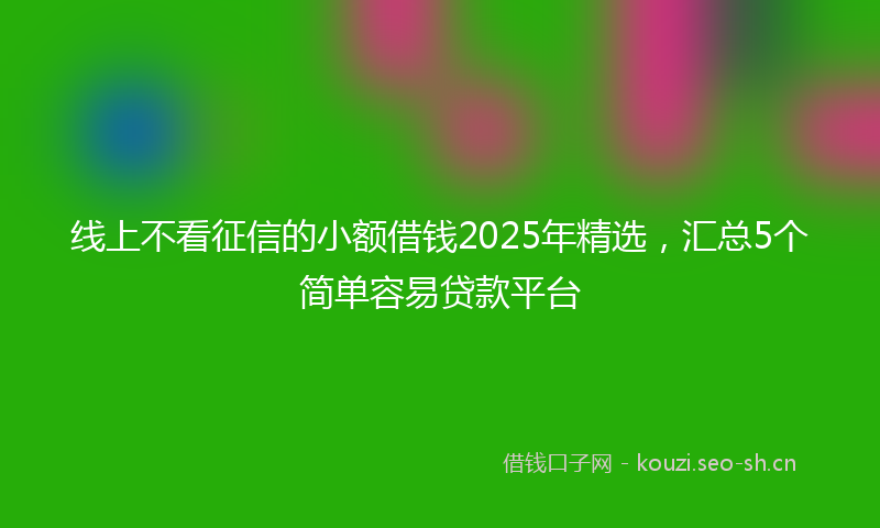 线上不看征信的小额借钱2025年精选，汇总5个简单容易贷款平台